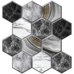 Samolepící PVC 3D panely TPO2810, cena za kus, rozměr 30 x 30 cm, šedé hexagony, IMPOL TRADE – Zbozi.Blesk.cz