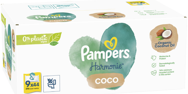 Lingettes Pampers harmonie coco x 44