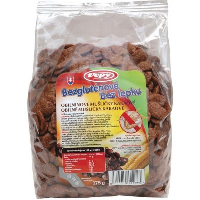 Vepy Obilné mušličky bezlepkové kakao 375 g