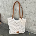 Krémová letní kabelka IBIZA CROCHET 36x39x15 cm – Zbozi.Blesk.cz