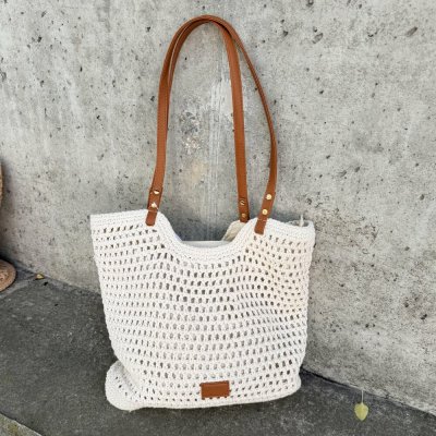 Krémová letní kabelka IBIZA CROCHET 36x39x15 cm – Zbozi.Blesk.cz