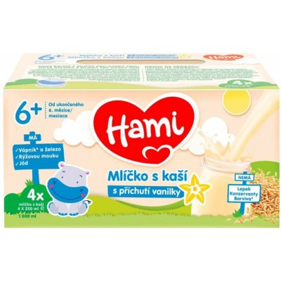 Hami Mlíčko s kaší s příchutí vanilky 4 x 250ml – Zboží Dáma