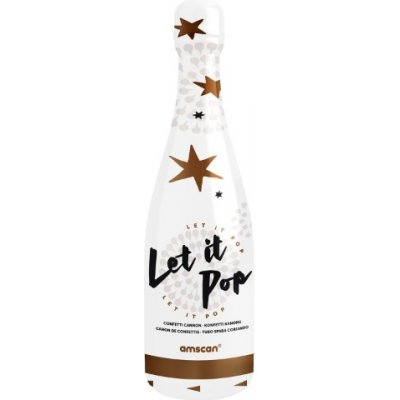 Vystřelovací konfety v lahvi šampusu Rose Gold hvězdy 32 cm – Zboží Mobilmania