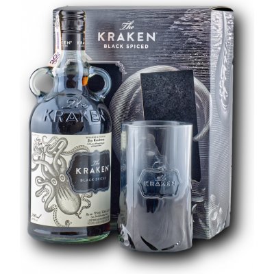 The Kraken Black Spiced 40% 0.7L (dárkové balení s 1 skleničkou) – Zboží Dáma