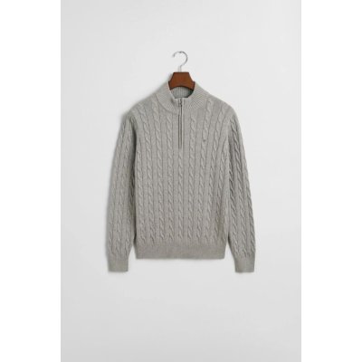 Gant Cotton Cable Half Zip Grey Melange – Hledejceny.cz