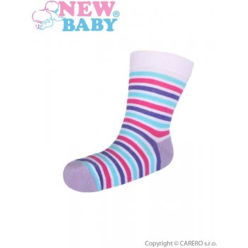 New Baby dětské pruhované ponožky bílo-růžovo-tyrkysové