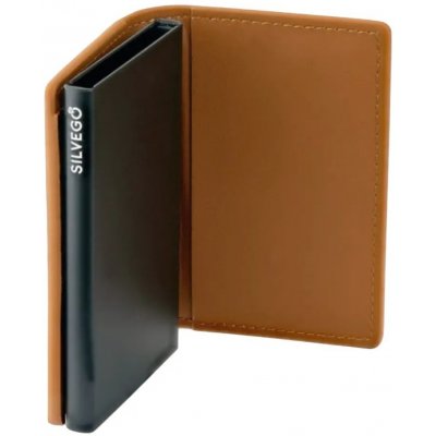 SILVEGO Pouzdro na karty hnědé z pravé kůže s RFID ochranou – Zboží Živě