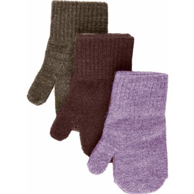 Dětské pletené vlněné palčáky sada 3ks Mikk-Line růžová/vínová/hnědá – Hledejceny.cz