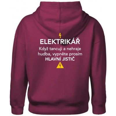 Elektrikář hlavní jistič Nápis na zádech Oversized mikina dámská Moon kratší + širší Fuchsiová – Hledejceny.cz