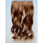 Vlasy clip in 130 g - světle hnědé (kaštanové) vlasové příčesky vlnité 50 cm