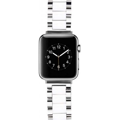 AW Keramický dvoubarevný řemínek na Apple Watch - Stříbrno bílý Šířka uchycení řemínku: 38/40/41mm Stříbrná-bílá IR-AWKER02 – Zboží Mobilmania