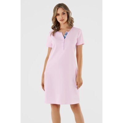 Italian Fashion kojicí bavlněná noční košile Lady krátká růžová
