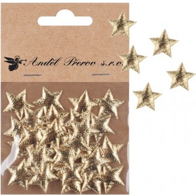 Anděl Přerov, s.ro. Hvězdičky látkové o 2 cm, 30 ks v sáčku, zlaté – Zboží Dáma