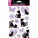 Samolepky kočky černo fialové s kamínky – Zboží Dáma