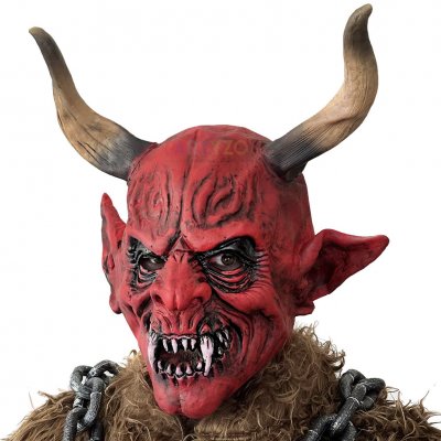 Maska červený čert s velkými rohy – Zboží Dáma