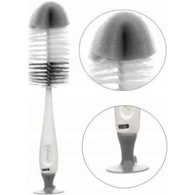 Akuku kartáč na láhve s houbičkou a přísavkou šedá – Zboží Dáma