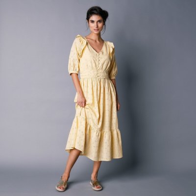 Blancheporte šaty s anglickou výšivkou žlutá