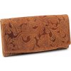 Peněženka Dámská peněženka kožená růže ornamenty 9,5x18 cm 1 hnědá koňak