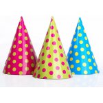 PartyDeco Párty čepičky barevné s puntíky 6ks 16cm – Zboží Dáma