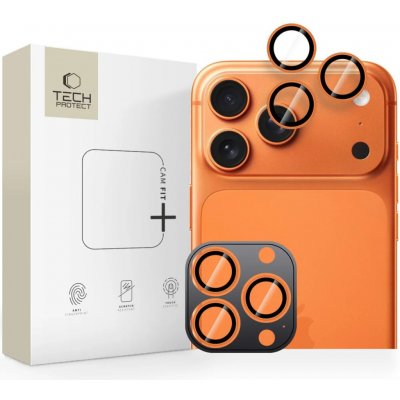 TECH-PROTECT CAMRING FIT+ Kryt kamery iPhone 14 Pro/Max, 15 Pro/Max, 16 Pro/Max, 17 Pro/Max Cosmic Orange (5906302334056) – Sleviste.cz