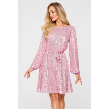 Třpytivé šaty M715 světle růžové