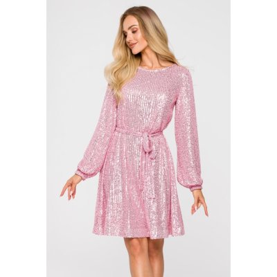 Třpytivé šaty M715 světle růžové – Zboží Dáma