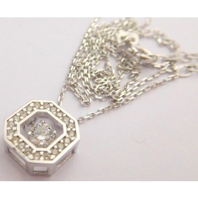 Klenoty Budín zlatá souprava z bílého zlata s pohybujícím se kamínkem HK4004 – Zboží Dáma