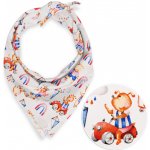 Biante dětský bavlněný šátek Sandra SA-521 modro červení pejsci s auty na bílém – Zboží Dáma