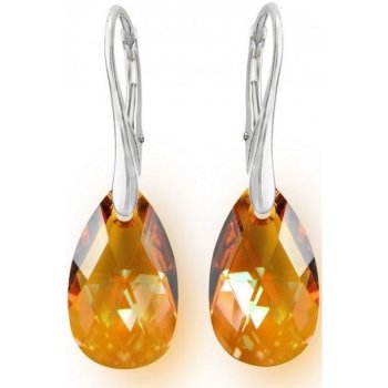 Swarovski Elements Pear krystal stříbrné visací oranžovo hnědé slzičky kapky 31242.3 Cooper oranžová velmi tmavá jantarová bronzová oranžo