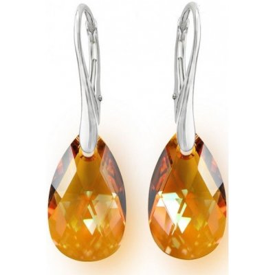 Swarovski Elements Pear krystal stříbrné visací oranžovo hnědé slzičky kapky 31242.3 Cooper oranžová velmi tmavá jantarová bronzová oranžo – Zbozi.Blesk.cz