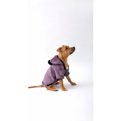 BONE Pet Store Fialová bundička s kapucí a bambulkou PURPLE FUR – Zboží Mobilmania