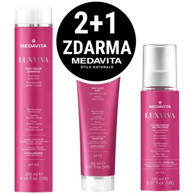 Medavita Luxviva šampón 250 ml + maska 150 ml a sprej 150 ml pro barvené vlasy – Zboží Mobilmania