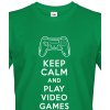 Pánské tričko s potiskem Bezvatriko.cz Keep calm and play video games Canvas pánské tričko s krátkým rukávem 1667 DTF DTG zelená