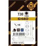 Vruty do dřeva FORTE TOOLS, 6×140/72 mm, ZN, TX30, 4 ks. – Hledejceny.cz