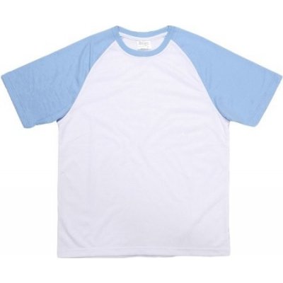 JSubli Apparel pánské bílé tričko se světle modrými rukávy s potiskem