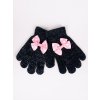 Dětské rukavice Dívčí pětiprsté rukavice Yoclub s mašlí RED-0070G-AA50-009 Black