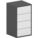 Kancelářský zásuvkový díl FUTURE, 4 zásuvky, bílá/grafitová – Zboží Mobilmania