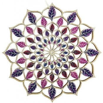 Amadea dřevěná dekorace mandala barevná 9 cm