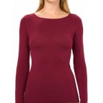 NOVODONIA Dámské tričko s dlouhým rukávem modal s kašmírem vínová – Zboží Dáma