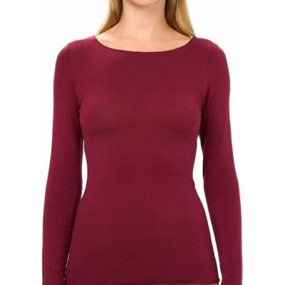 NOVODONIA Dámské tričko s dlouhým rukávem modal s kašmírem vínová – Zboží Dáma