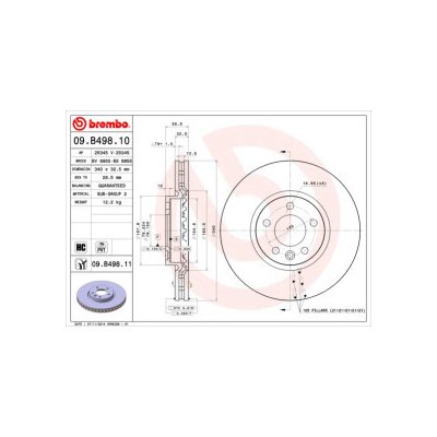 BREMBO brzdový kotouč 09.B498.11 | Zboží Auto