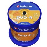 Verbatim DVD-R 4,7GB 16x, Advanced AZO, cakebox, 100ks (43549) – Zboží Živě