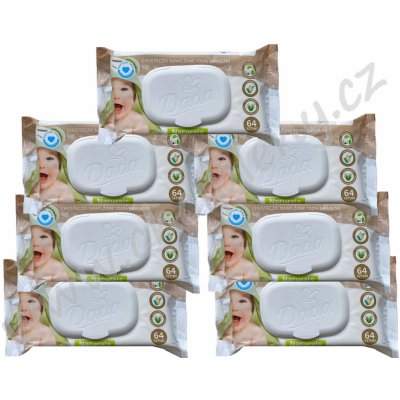 Dada vlhčené bavlněné ubrousky Extra care Naturals s víčkem 7 x 64 ks – Zboží Dáma