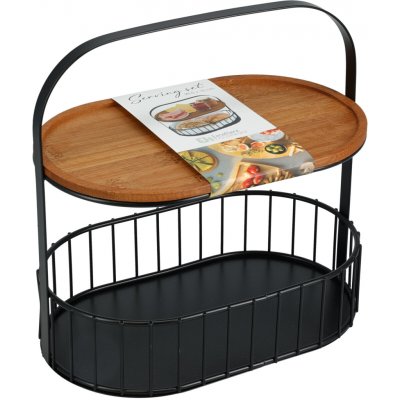 Springos Servírovací tác na svačiny kovový koš s rukojetí 24 x 15 x 25 cm – Sleviste.cz