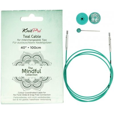 KnitPro Mindful Teal fixní lanko 76cm (celková délka 100cm) – Zboží Dáma