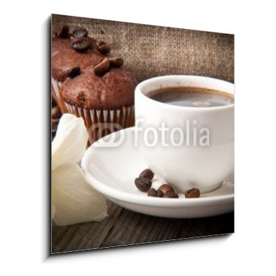 Obraz 1D - 50 x 50 cm - cup of coffee and chocolate cake šálek kávy a čokoládového dortu – Zboží Mobilmania