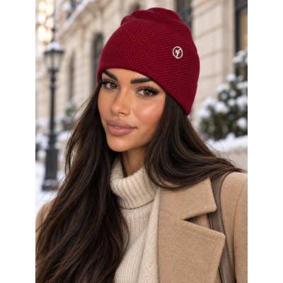 Fashionweek Dámská čepice beanie z viskózy s ozdobným logem S3289 Vínově – Hledejceny.cz