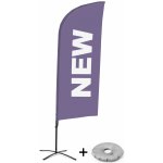 Jansen Display Kompletní sada reklamní vlajky ve tvaru křídla, Novinka, fialová, anglicky Křížová Základna, 1273 x 3030 mm – Zboží Živě