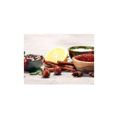WEBLUX 201764347 Samolepka fólie Spices and herbs on table. Food and cuisine ingredients. Koření a byliny na stole. Jídlo a kuchyské přísady. rozměry 200 x 144 cm – Zboží Mobilmania