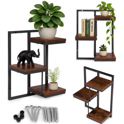 MODERNHOME Nástěnný stojan na květiny MELODY 45,5 x 32,5 cm hnědý/černý – Zboží Dáma